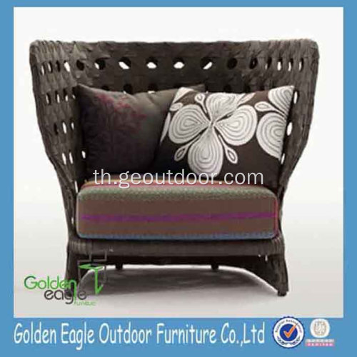 European Rustic Style Rattan High Back Sofa Chair